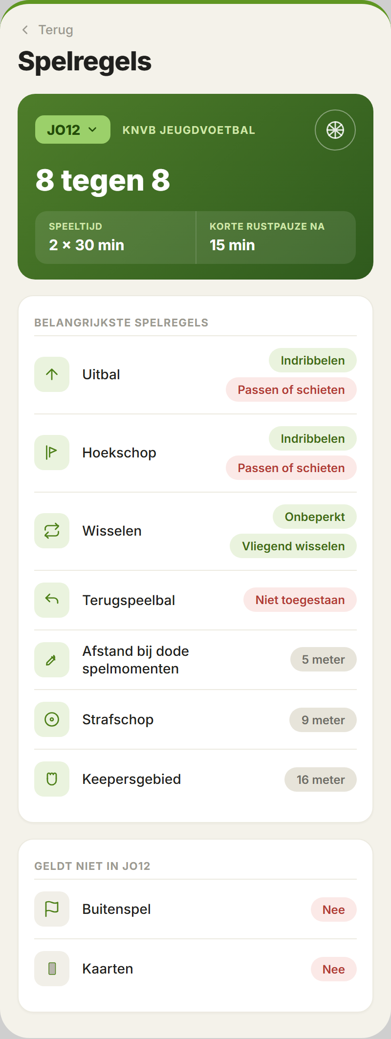 Spelregels per leeftijdscategorie: speeltijd, wisselen en meer